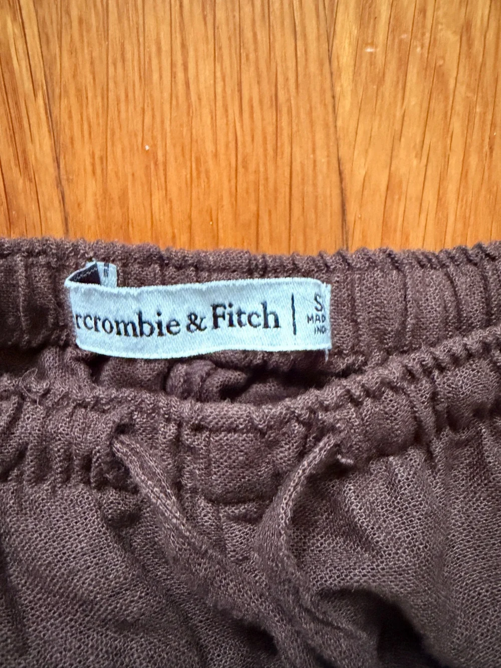 Abercrombie & Fitch Brown and Cream Linen Wide Leg Pants